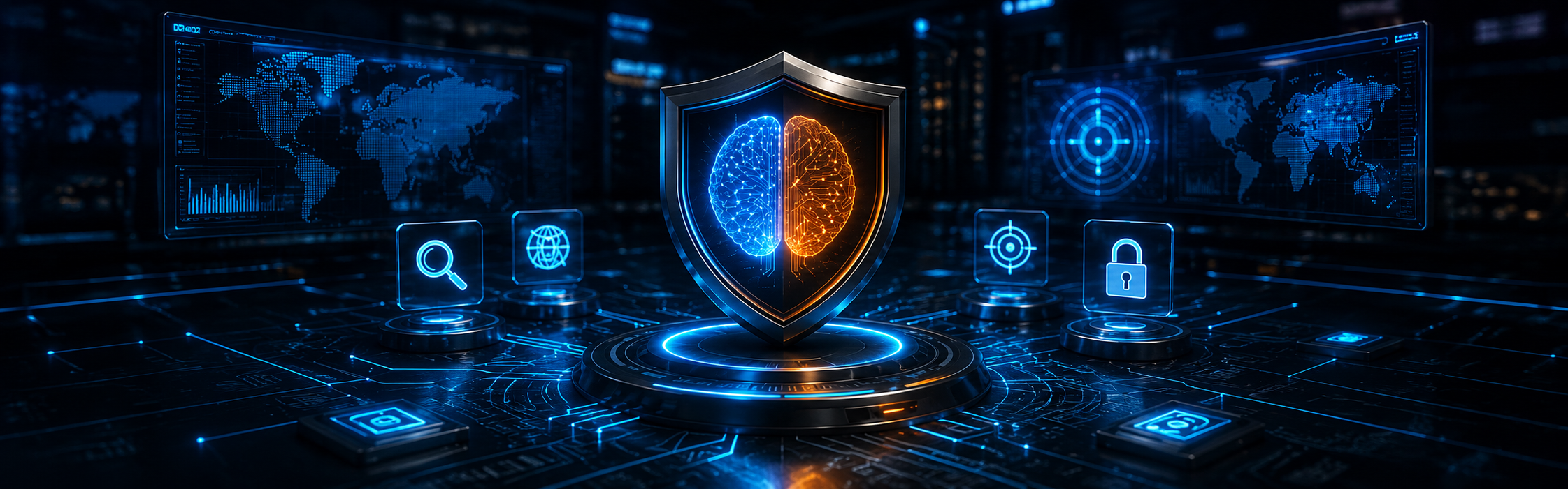 Threat intelligence monitoring visual with global signals and alert indicators